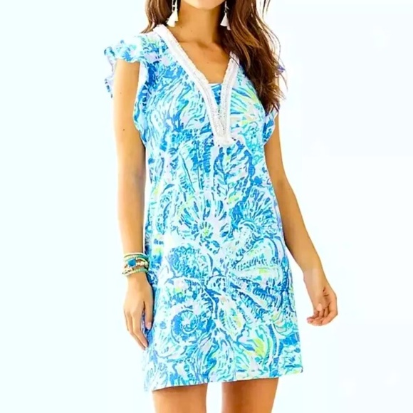 Lilly Pulitzer Zandra shift dress in the Bennet Blue Salty Seas print Size XS - Picture 1 of 12